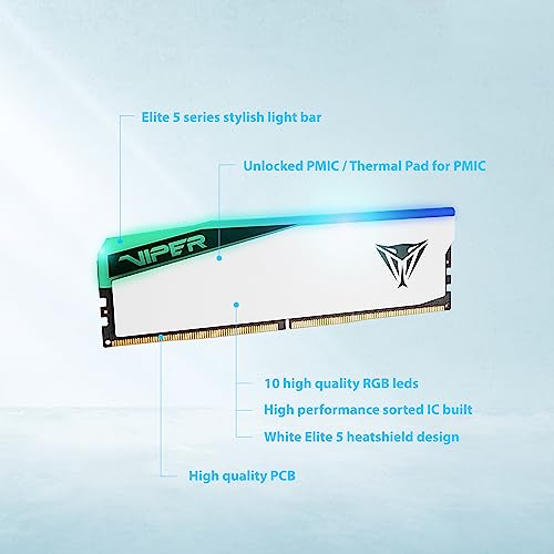 Image of Patriot Viper Elite 5 RGB DDR5 RAM 32GB (1X32GB) 6000MT /s CL30 UDIMM Desktop Gaming Memory Module- PVER532G60C30W