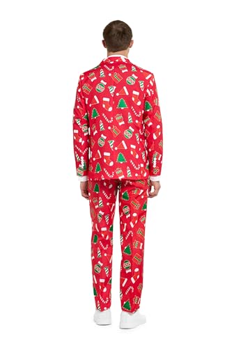 Offstream Men's Party Costumes - Christmas Theme Party Suits - Slim Fit - Includes Matching Blazer Jacket, Pants & Tie3