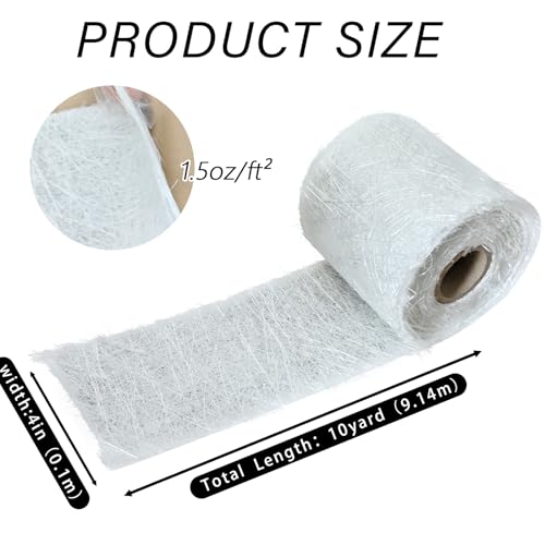 Image of Fiberglass Chopped Strand Mat, 10 Yards X 4'' Fiberglass Mat Roll, 1.5oz, Suit for Molding Automotive Boats Surfaces and Reinforces Repairs (1, 10 Yards X 4'',1.5oz)