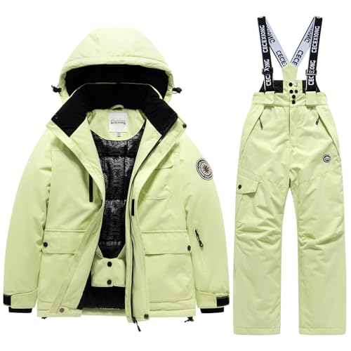 HOTIAN Boys/Girl Ski Jacket and Snowbib Snowsuit Sets Kids Windproof Waterproof Winter Snowboarding Ski Suits