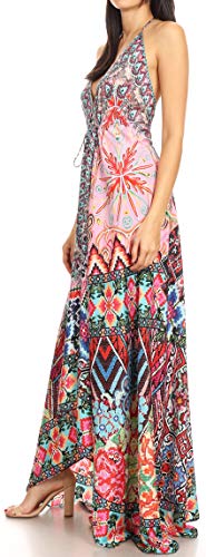 Image of Sakkas Lizi Womens Maxi High-Low Halter Handkerchief Long Dress Beach Party