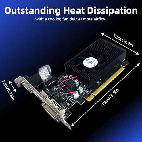 Image of GT 730 Graphics Card, Computer Low Profile GPU, 4GB 128Bit GDDR3 PCIe x16, HDMI /VGA /DVI, DirectX 11, PhysX, OpenGL 3.1, Desktop Gaming Video Card, Support 2K (with Bracket)