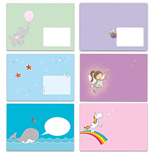 Lot de 30 enveloppes (6 motifs différents par 5 pièces) pour enfants Cover