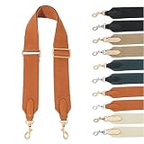 [masamilk] 帆布 牛革 ショルダーストラップ 太め 幅5cm バッグ用 ショルダーベルト キャンバス 交換用 単品 (ブラウン×ゴールド)