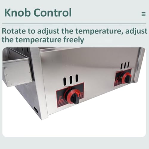 Fett-Fritteusen-Korb, kommerzielle Friteuse 10Lx2 Gas-Fritteuse Doppel-Fritteuse mit großem Fassungsvermögen Edelstahl-LPG-Fritteuse mit 2 Körben und Deckeln für Home Kitchen Restaurant – Bild 5