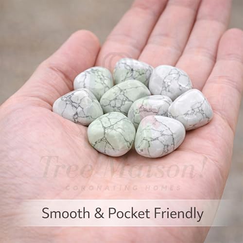 Image of Crystal Howlite Tumble Stone Pebble Tumbled Gemstone for Reiki Healing Vastu Correction Gravels for Aquarium Home Decor Garden Table 100 Gm