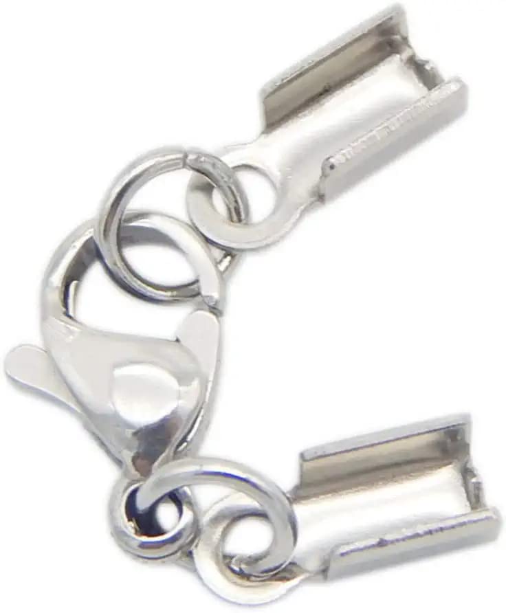Image of Jewelry Making Kit Lobster Clasps Fold Over Cord End Caps Jump Rings Crimp End Tips for Necklace Bracelet DIY Craft Supplies Silver 190 Pieces