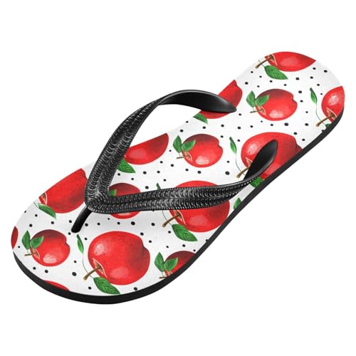Polka Dot White Apples Flip Flops for Beach Thong Sandals Anti-slip Lightweight Shower Shoes for Summer Outdoor Travel2