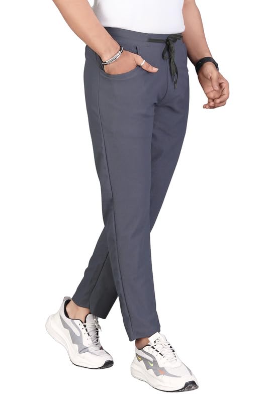 Image of HOODMASTER Men's Polyester Blend Track Pant with Drawstring Classic Style Regular Fit Solid Pattern and Standard Length | Mens Casual Daily Use Track Pants | Soft Fabric Modern Casual Track Pant
