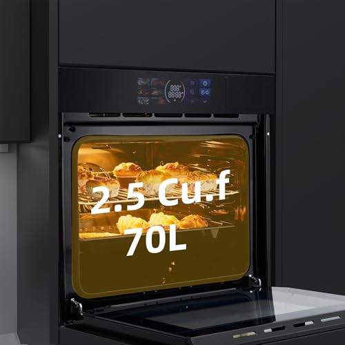 Single Wall Oven, 24" Built-In Electric Oven With 8 Baking Mode, 2.5Cu.f Convection Wall Oven In Stainless Steel, Touch Control, Safety Lock,Upgraded