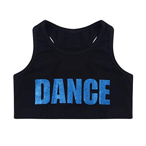 Image of Girls High Neck Athletic Sports Bra Crop Top Gymnastics Workout Gym Fitness Vest Tank Top T Shirt