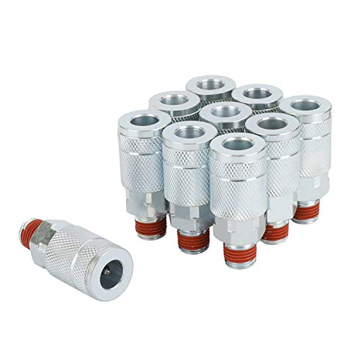 WYNNsky 1/4" MNPT T Steel Air Coupler 10-Pack