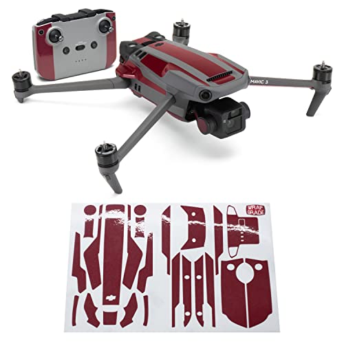 Image of WRAPGRADE Partial Skin Stickers for DJI Mavic 3 / Mavic 3 Classic Accent Color (JAPAN RED)