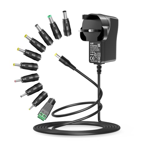 Zolt 12V 3A Power Supply Universal AC DC Adapter Transformer with 10 DC Connectors for 12V 1A 2A 3A Household Electronics 36W Max.