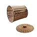 Housoutil Bathroom Trash Bin Rattan Round Waste Basket with Lid Woven Trash Can Garbage Container Bin Flower Basket for Bathroom Kitchen Home Office Large Wicker Basket