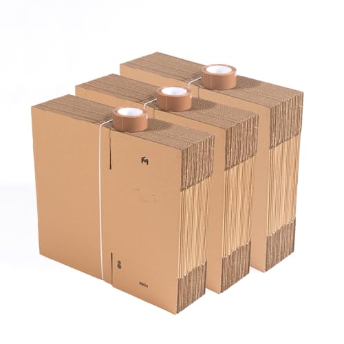 Lot de 60 cartons de déménagement pour livres 35x27,5x30cm avec 3 adhésifs kraft offerts