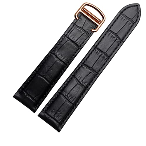 Bracelet de montre en cuir véritable d'exception avec boucle déployante pour Tank