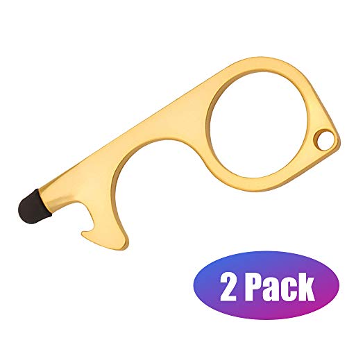Preisvergleich Produktbild EDC-berührungsTüröffner - Handheld Messing Contactless Türöffner, bewegliches Keychain Werkzeug, Halten Hand reinigen, No-Touch-Tür-Öffner & Stylus Keychain Werkzeug für Außen öffentliches 2er-Pack