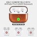 Leder Hülle für AirPods Pro 3 2025, ICARER Premium Echtleder Stoßfeste Schutzhülle Tasche für Apple AirPods Pro 3 Kopfhörer Case Cover Shell (LED sichtbar) Unterstützung Wireless Ladegerät-Braun