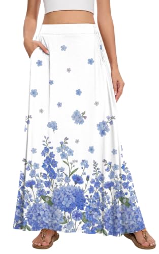 Image of Womens Maxi Skirt Long Flowy Summer A-Line High Waist Skirts