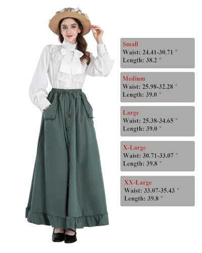 CR ROLECOS Womens Renaissance Skirt Victorian High Waist Peasant Double Layers Long Skirt4