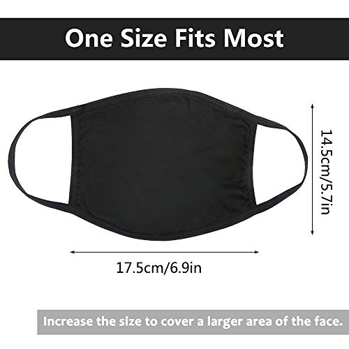 UNIME 3 Pcs Fashion Protective Face Masks, Unisex Black Dust Cotton Mouth Masks, Washable, Reusable Masks