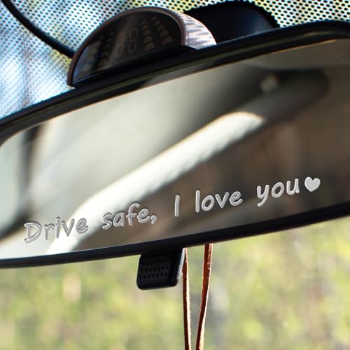 3PCS car StickersI Love You Drive Safe Mirror Sticker Metal Rear View Mirror Accessories Car Decals for Women Drive Safe i Love You Sticker for Car Windows & Rearview(Silver)