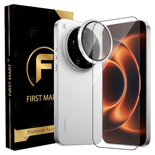 Image of FIRST MART Tempered Glass for Xiaomi 17 Ultra 5G with Silver Camera Ring Guard & Installation Kit | HD Clear Edge-to-Edge Screen Protector, Scratch Resistant, Case-Friendly | Pack of 1