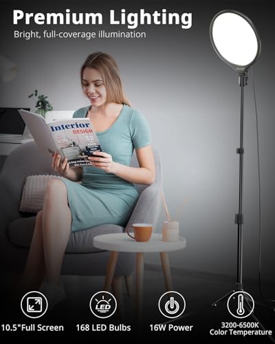 UBeesize 10" LED Light with 62" Tripod Stand, Phone Holder & Remote for iPhone, Video, TikTok, YouTube, Live Streaming, Makeup