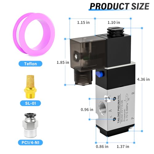 Image of TAILONZ 1 /8 inchNPT DC12V 3V110-06 Solenoid Valve 2-Position 3-Way Junction Box