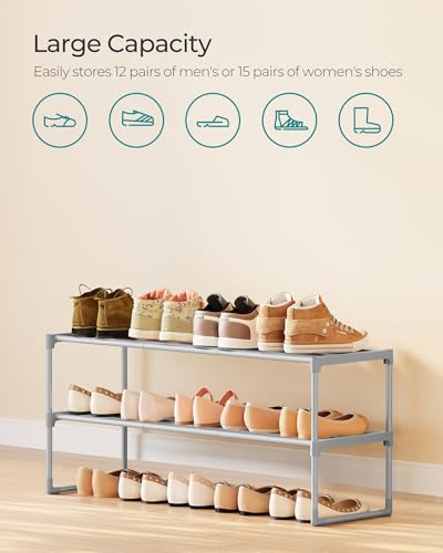 Image of SONGMICS Shoe Rack, 2-Tier Shoe Organizer, Metal Storage Shelf