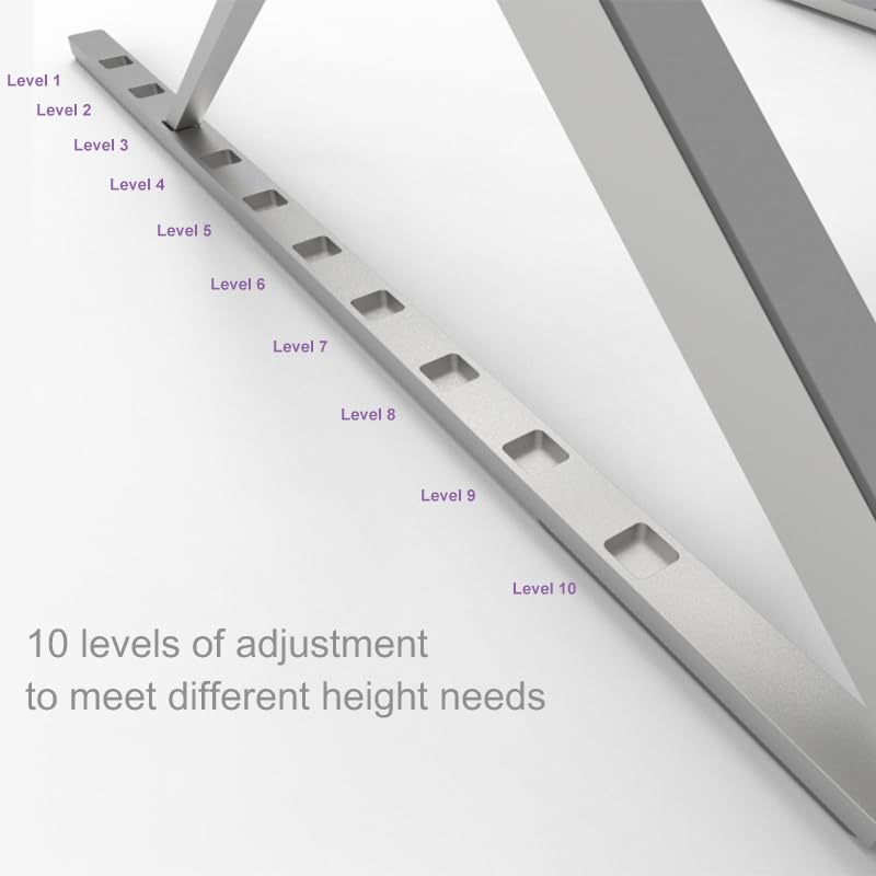 DC DREWCHAN Aluminum Laptop Stand for Desk, Foldable Ventilated Cooling Notebook Stand, Adjustable Portable Laptop Holder, Compatible with 11