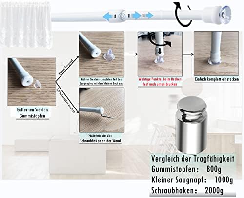 3PCS Extendable Net Rod, No Drilling Net Curtain Rods, Tension Rods Adjustable for Cupboard, Windows, Bookshelf,30-45CM,White(Diameter:7.6mm/10mm)
