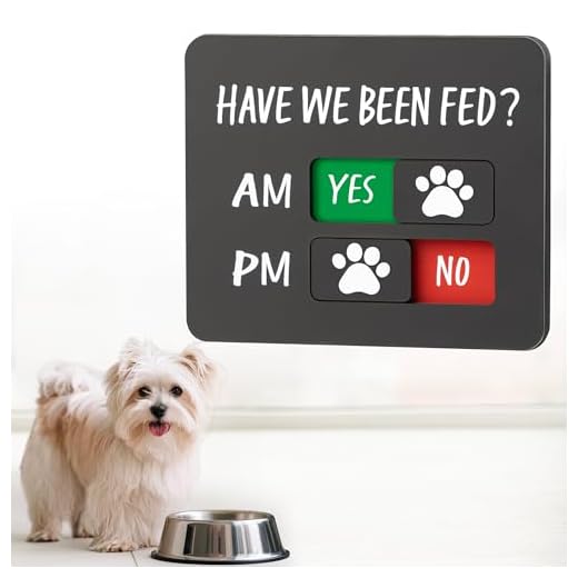Dog Feeding Reminder Sign with Magnet, Pet Feed Tracker with Have We Been Fed, Acrylic Dog Paw Slider Sign for Fridge, AM PM Feed Sign with Yes No Option, Black with 2 Stickers, 4.7" x 3.9"