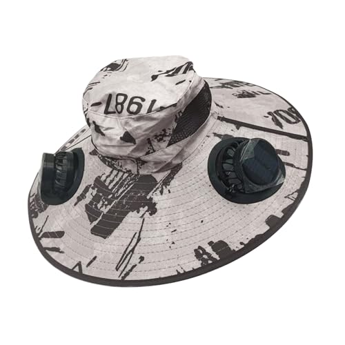 Refrigeración Sunhat - Ala ancha plegable, equipo de ventilador solar ajustable | Bloqueador UV de 48 a 56 cm con panel de tono de 15 cm, protección de flujo de aire de velocidades para viajes en