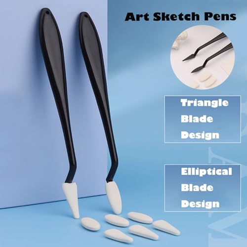 4 peças de liquidificadores de arte de papel, limpador de esponja apagável aparador de esboço, 2 tip