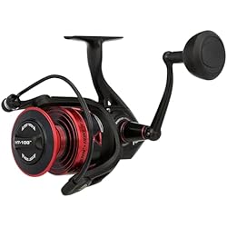Carrete Penn Battle 6000 Penn Fierce IV - Carrete Giratorio para Agua Salada, versátil para Pesca en Barco, Kayak, Orilla, Jigging, Surf y Uso Completo, Negro/Rojo, 6000