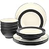 Noritake Colorwave Graphite 12-Piece Coupe Dinnerware Set, Service for 4