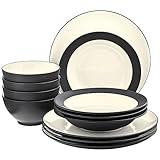 Noritake Colorwave Graphite 12-Piece Coupe Dinnerware Set, Service for 4