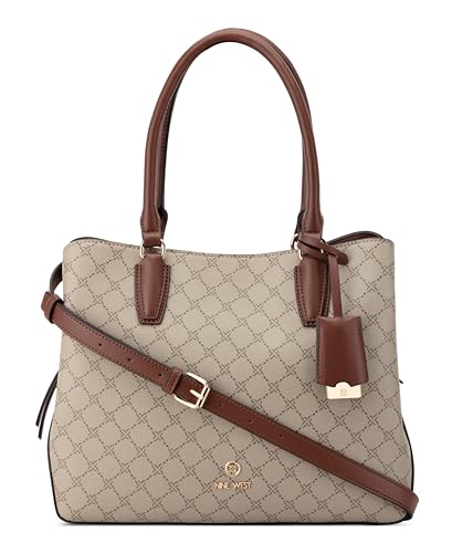 Nine West Lakelyn Carryall, Logotipo beige/caoba, Large