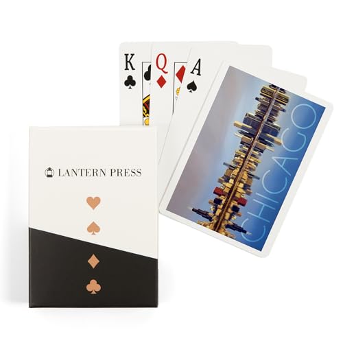Lantern Press Chicago Illinois Skyline 52 cartas póker