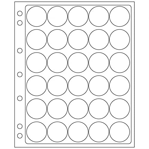 Lighthouse Album Pages for Capsules for 30 or 31mm Coins in Capsules - Fits CAPS 30/31 - 2 Pack of Pages - HALF DOLLARS, GOLD MAPLE LEAF
