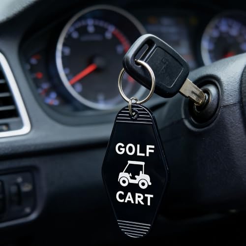 Image of 2pcs Golf Cart Keychain Plastic Retro Motel Golf Cart Key Chain for Women Men