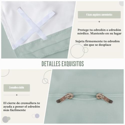 Funda nórdica impermeable verde con doble cremallera para cuidar el descanso de niños y ancianos 7