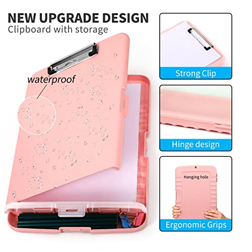 Yeahviy Clipboard With Storage, Clip Boards 8.5X11 With Storage, Large Capacity Nursing Clipboards With Pen Holder, Heavy Duty Plastic Storage Clipboard Folder With Low Profile Clip, Side-Opening #TOP2