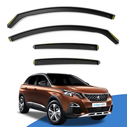 EdgeVisors Wind Deflectors | Fits: Peugeot 3008 MK2 (2017-2023) 5 Door MPV 4pc Set | In-Channel Rain Guards for Wind, Rain & Sun Protection, Easy Installation - Tinted