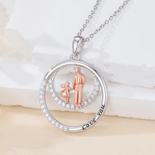 ROMANTICWORK Vater Tochter Kette 925 Sterling Silber Vater Tochter Geschenk Papa Tochters Geschenk Tochters Halskette Schmuck von Papa für Damen Weihnachten