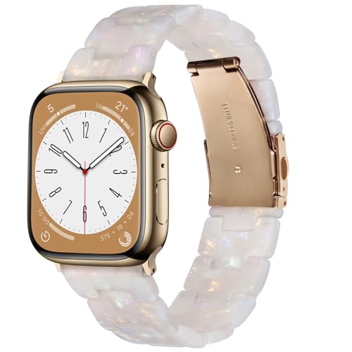 CRIS-BAND Compatible with Resin Apple Watch Bands Series 7/8/9/10/11 46mm 45mm 44mm 42mm for Women,Fancy Strap for iWatch Ultra 3/2 49mm Series 6/5/4/3/2/1/SE3 Slim Light Bracelet Wristband