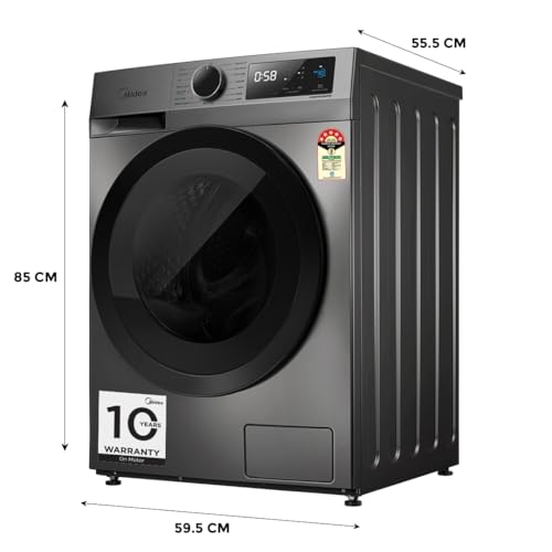 Image of Midea 7 Kg 5 Star Fully Automatic Front Load Washing Machine with Inverter Motor, Self Clean Drum Technology, 15 Wash Programs (MFG17W70B /T-IND, Titanium Grey)