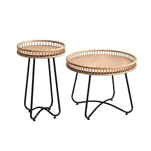 KJHD Petite table basse ronde moderne pour appartement ou salon – Table basse d’angle en rotin – Couleur : photo – Taille unique